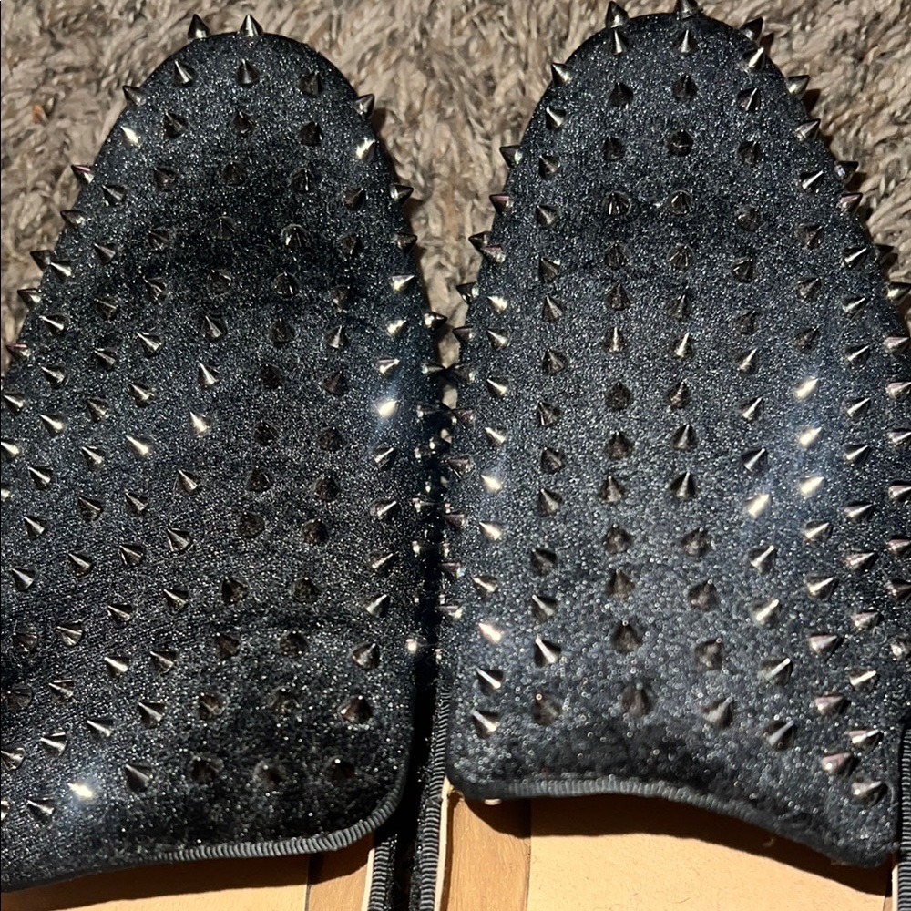 Edgy Black Studded Slip-On Loafers - Picture 3 of 4